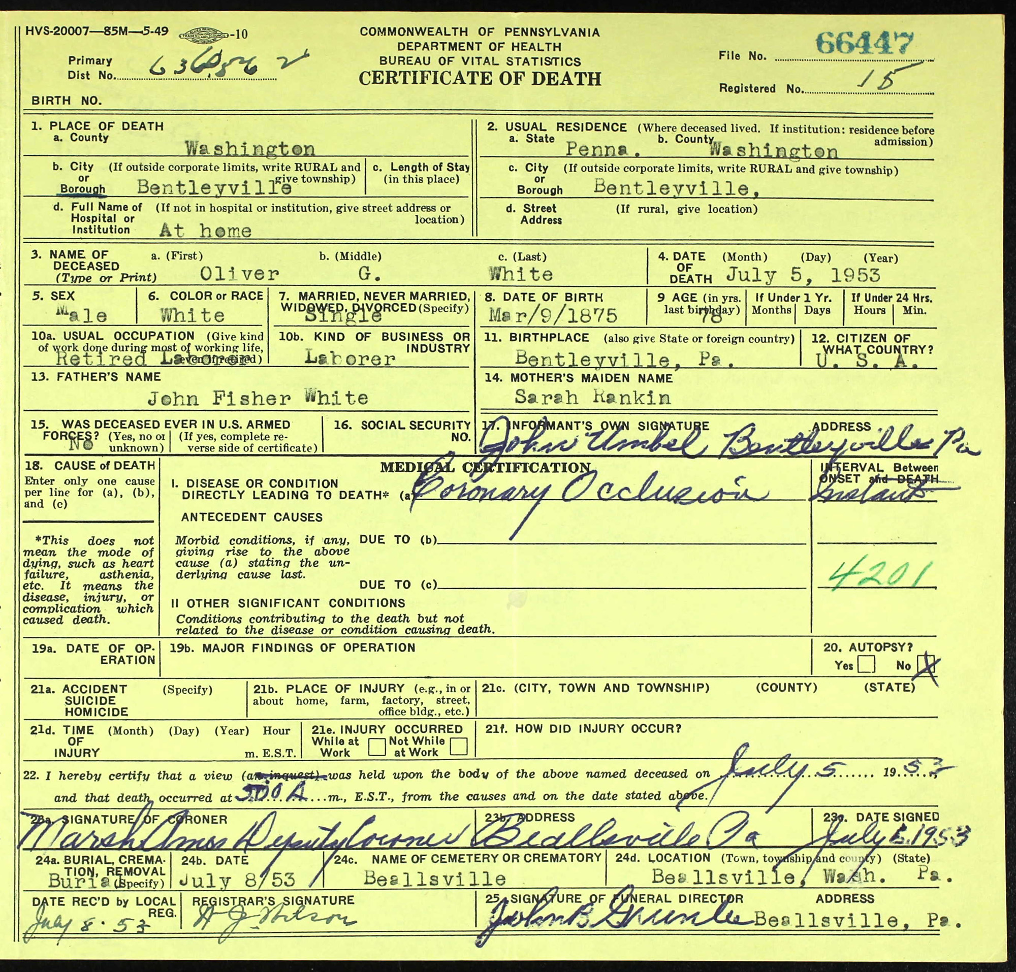 death certificate